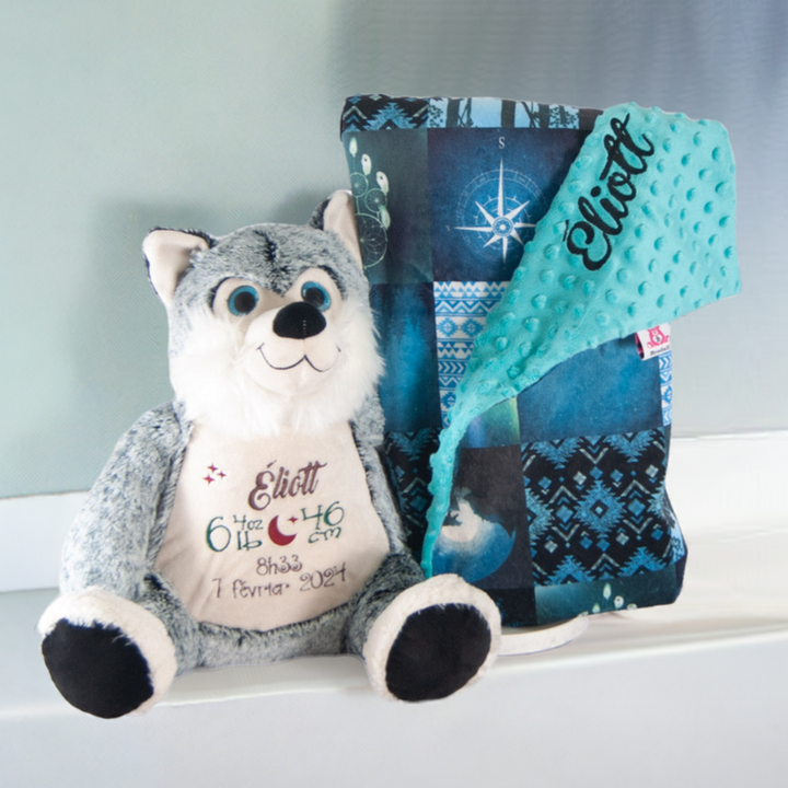 Personalized Husky and explore blanket for baby