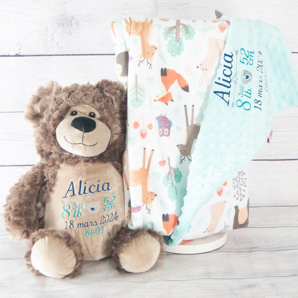 Classic teddy bear and blanket baby giftset