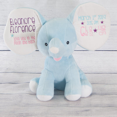 Personalized blue elephant for baby