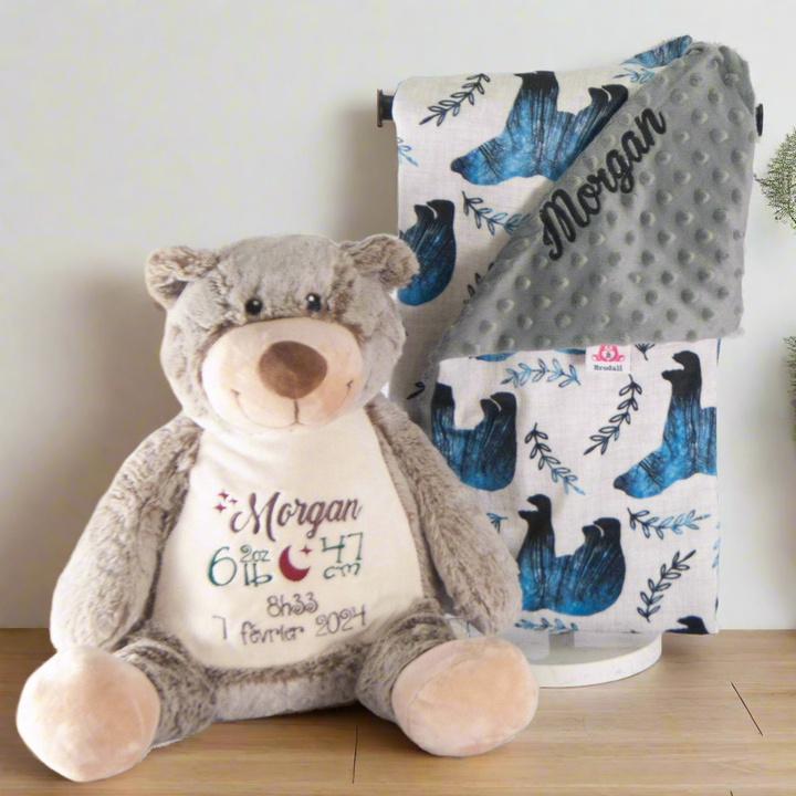 Ourson et couverture avec ours personnalisés