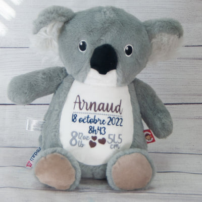 Stuffed koala with custom embroidery