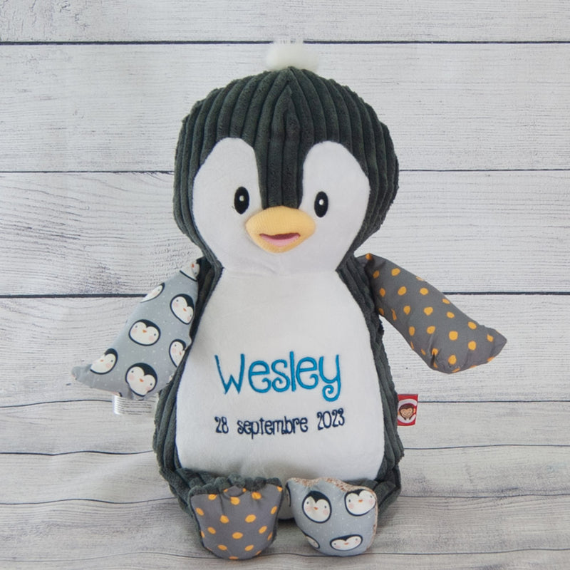 Penguin plush with personalized embroidery