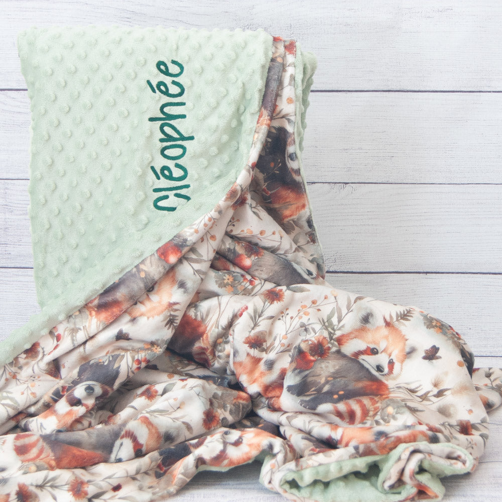 Red pandas blanket adult minky