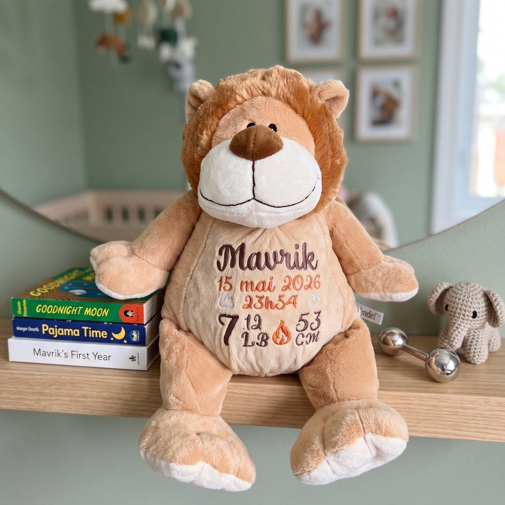 Stuffed Lion with Birth Stats