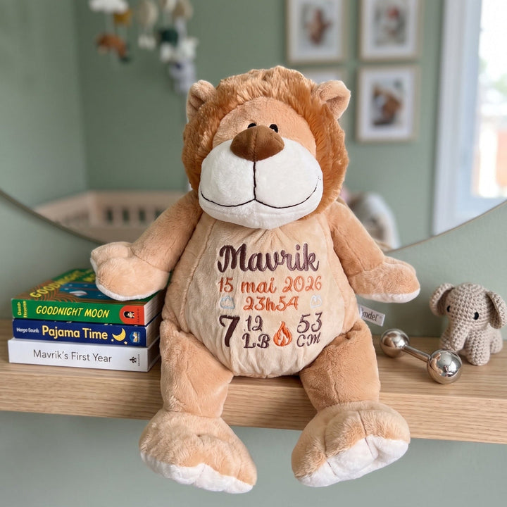 Stuffed Lion with Birth Stats