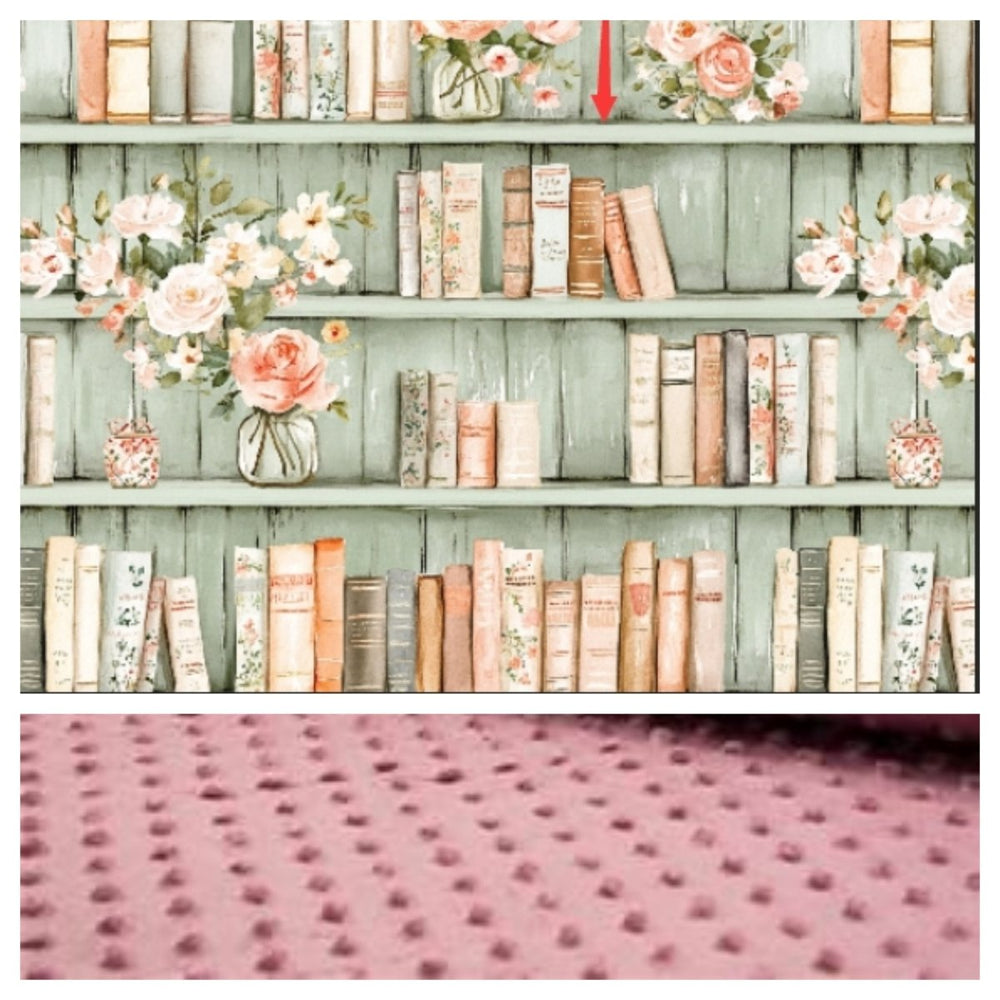 bookcase with flowers minky blanket
