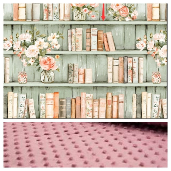 bookcase with flowers minky blanket