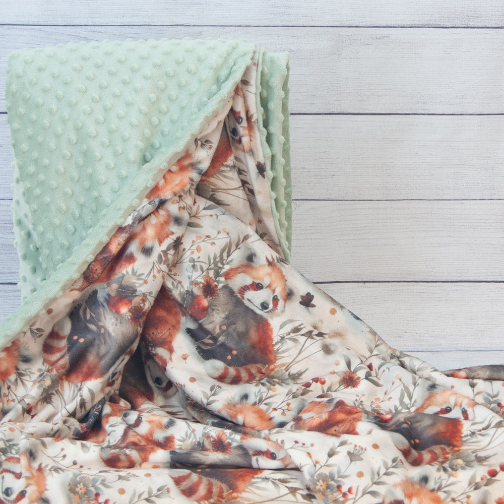 couverture pandas roux adulte minky