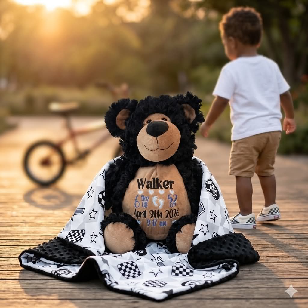 black bear and racing blanket