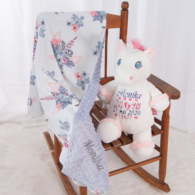 White unicorn baby gift set