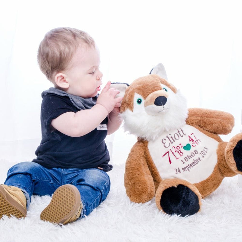 Peluche renard brodé