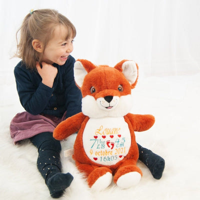 Personalized newborn gift stuffed fox