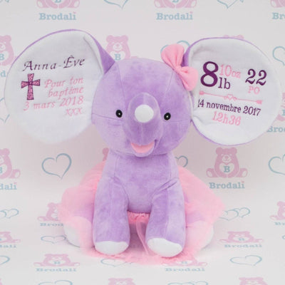 personalized stuffed animal lilac elephant 