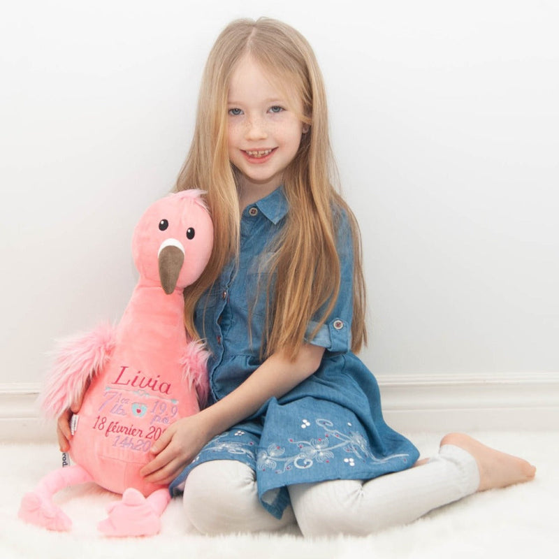 Girl with her pink flamingo