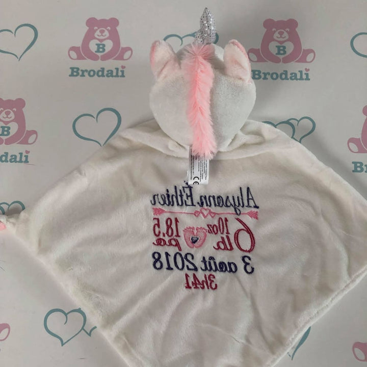 dos broderie doudou licorne