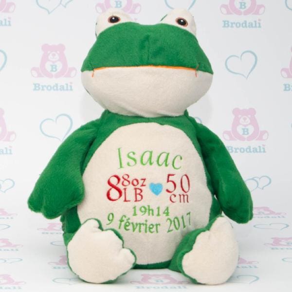 Grenouille personnalisée brodée - stuffed frog personalized