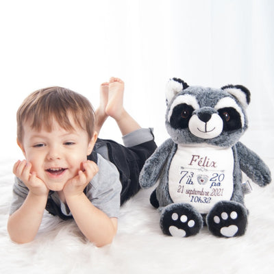 Personalized raccoon teddy bear