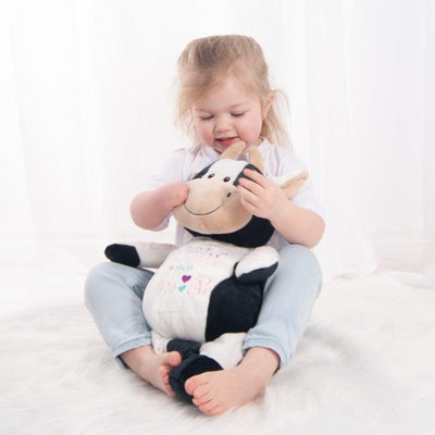 Vache en peluche personnalisée avec broderie